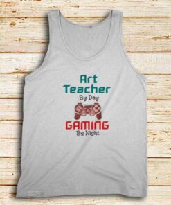 Gaming-By-Night-White-Tank-Top