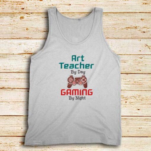 Gaming-By-Night-White-Tank-Top