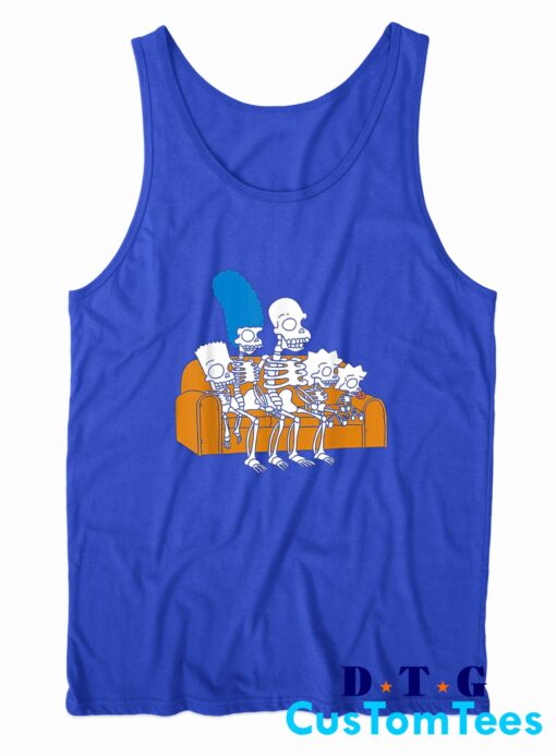 The Simpsons Skeletons Treehouse of Horror Tank Top Color Blue