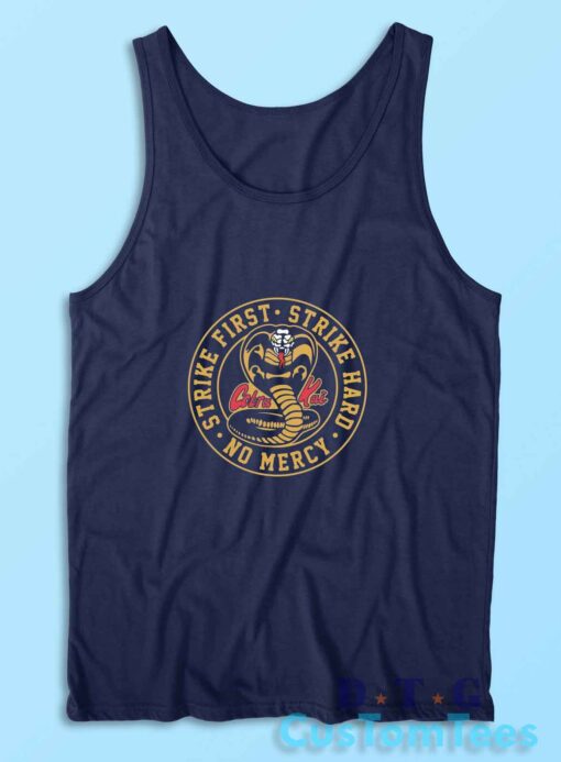 Cobra Kai Strike Hard No Mercy Tank Top Color Navy