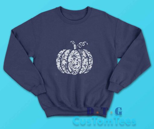 Floral Pumpkin Sweatshirt Color Navy