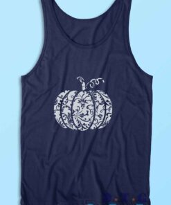 Floral Pumpkin Tank Top Color Navy