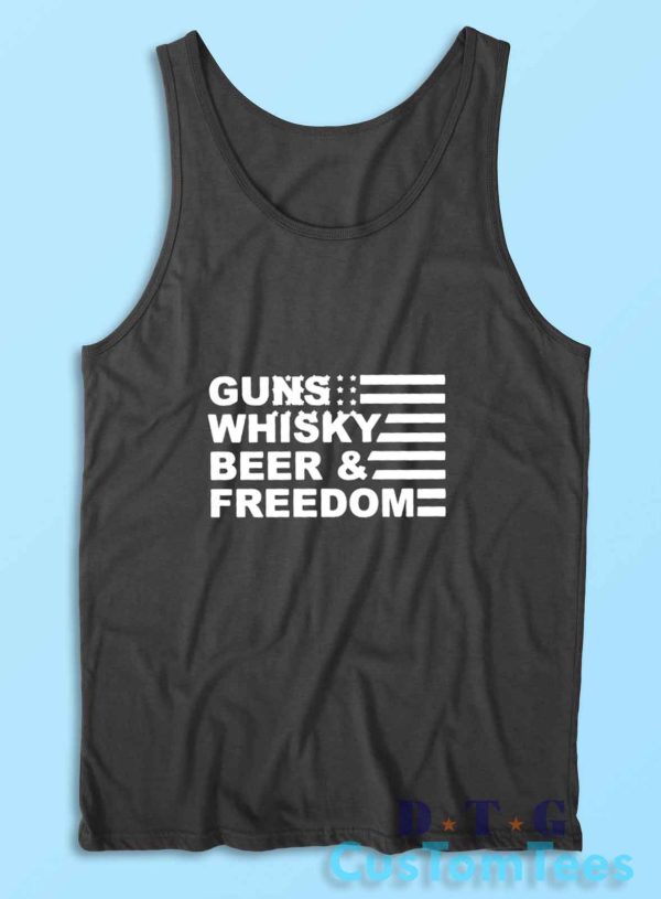 Gun Whisky Beer And Freedom With America Flag Tank Top Color Black