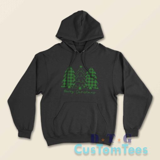 Merry Christmas Trees Hoodie Color Black