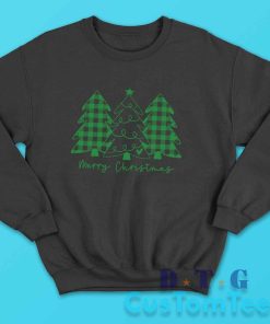 Merry Christmas Trees Sweatshirt Color Black