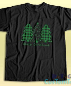 Merry Christmas Trees T-Shirt Color Black