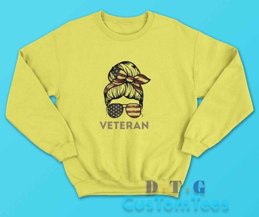 Proud Female Veteran Sweatshirt Color Yellow