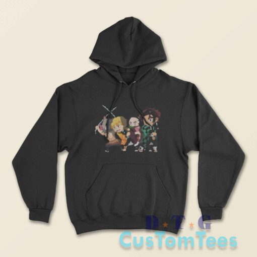 Tanjiro Band Chibi Demon Slayer Hoodie Color Black