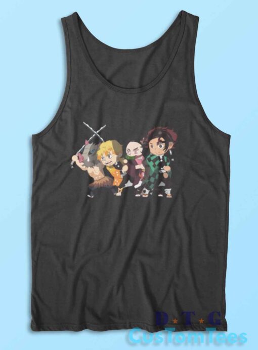Tanjiro Band Chibi Demon Slayer Tank Top Color Black