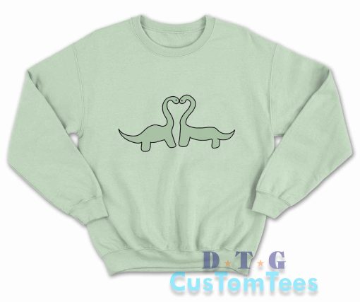 Dinosaurs In Love Sweatshirt Color Mint Green
