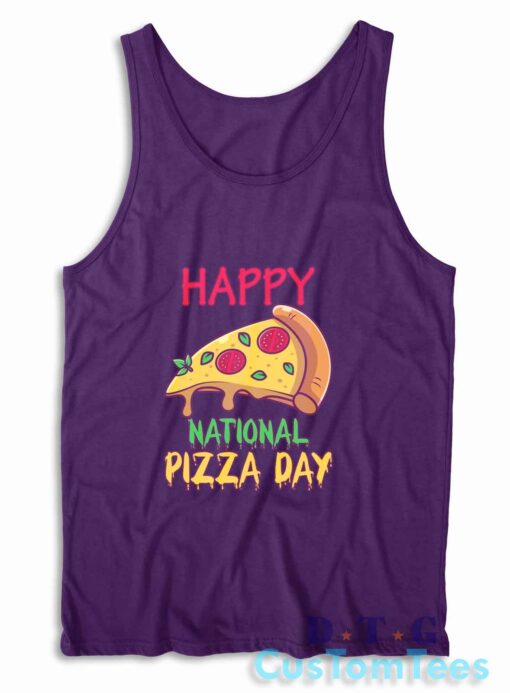 Happy National Pizza Day Tank Top Color Purple