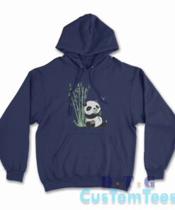 Panda Eating Bamboo Hoodie Color Navy
