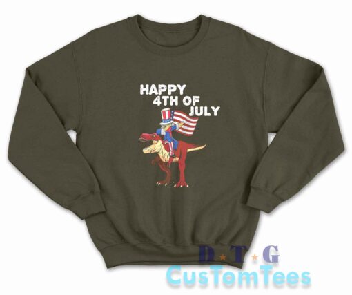 Dabbing Uncle Sam Riding Amerisaurus Sweatshirt Color Brown