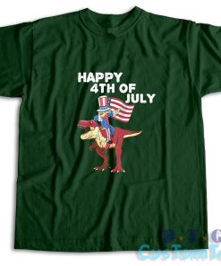 Dabbing Uncle Sam Riding Amerisaurus T-Shirt Color Dark Green