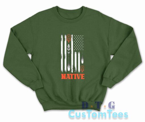 Native American Day Sweatshirt Color Dark Green