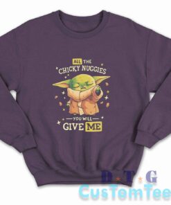 Baby Yoda All The Chicky Nuggies Sweatshirt Color Dark Purple