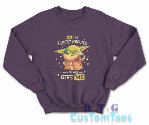 Baby Yoda All The Chicky Nuggies Sweatshirt Color Dark Purple