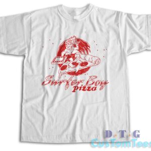 Surfer Boy Pizza T-Shirt Color White