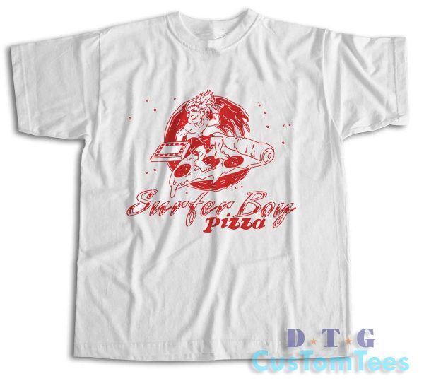 Surfer Boy Pizza T-Shirt Color White
