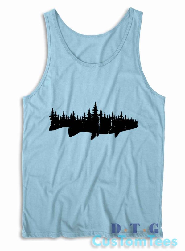 Fish and Forest Tank Top Color Light Blue