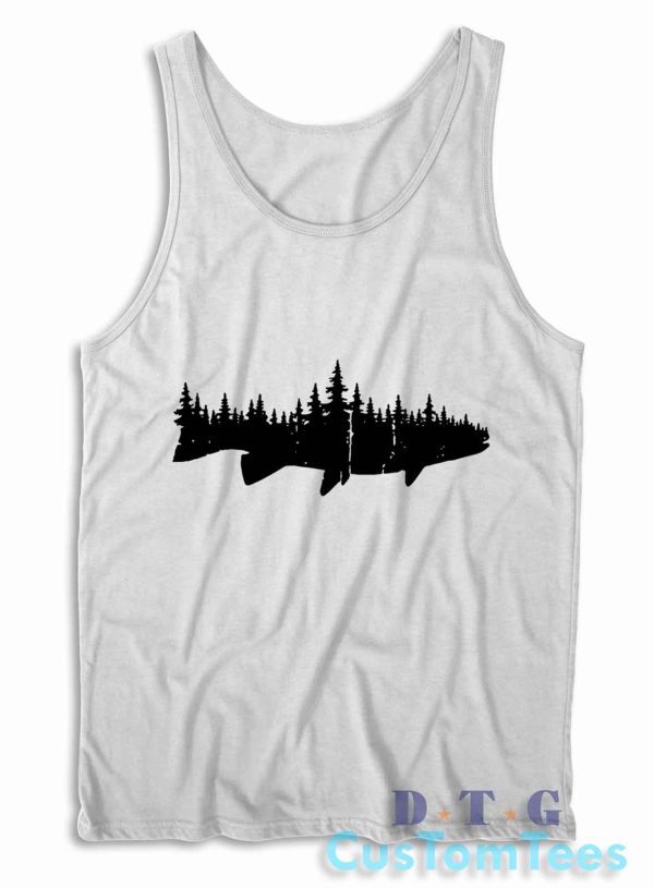 Fish and Forest Tank Top Color White
