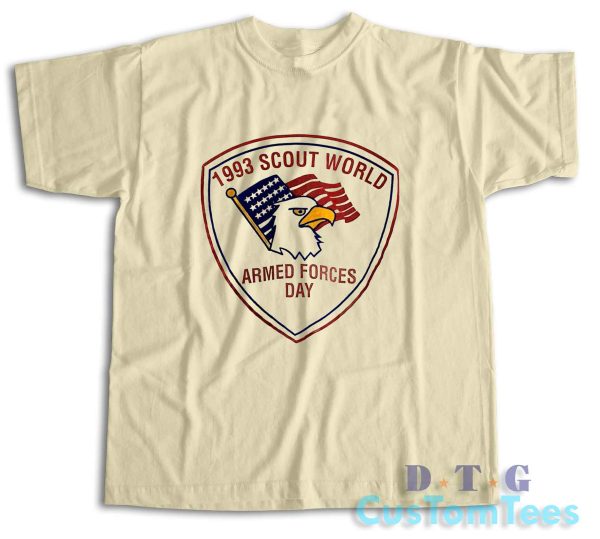 1993 Scout World Armed Forces Day T-Shirt Color Cream