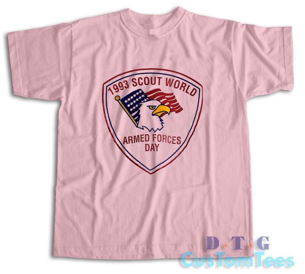 1993 Scout World Armed Forces Day T-Shirt Color Pink
