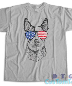 Australian Cattle Dog Fourth of July T-Shirt Color Grey