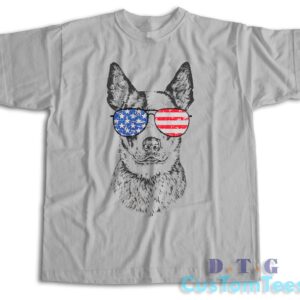 Australian Cattle Dog Fourth of July T-Shirt Color Grey