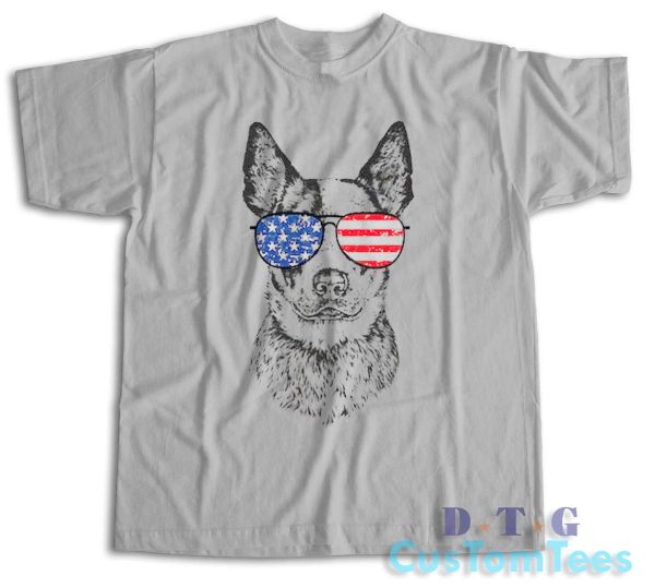 Australian Cattle Dog Fourth of July T-Shirt Color Grey