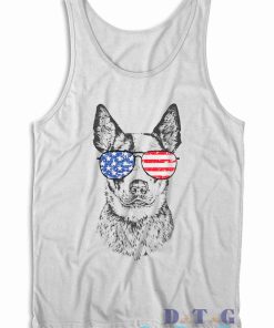 Australian Cattle Dog Fourth of July Tank Top Color White
