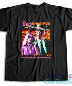 Barbenheimer The World Changes Forever T-Shirt Color Black